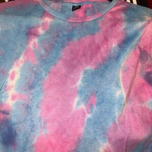 SHEIN Tie-Dye Short Sleeve Tee - Pink and Blue